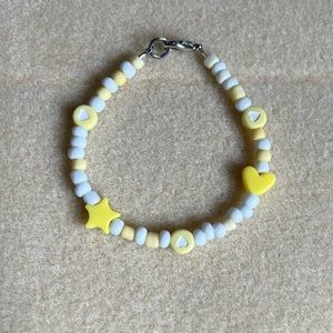 *2 for $20* Yellow and White Hearts and Stars Beaded Bracelet